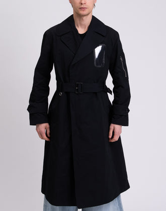 RRP €790 RANDOM IDENTITIES Military Trench Coat Size L Transparent Chest Pocket gallery photo number 5