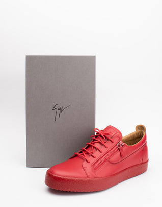 RRP€650 GIUSEPPE ZANOTTI Leather Sneakers US16 UK15 EU49 Red Made in Italy