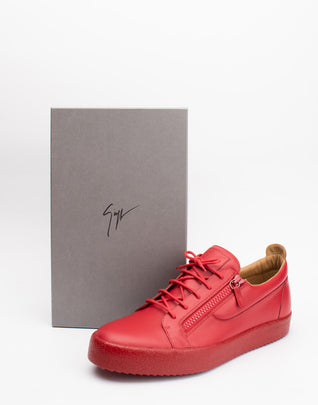 RRP€485 GIUSEPPE ZANOTTI Leather Sneakers US16 UK15 EU49 Red Made in Italy