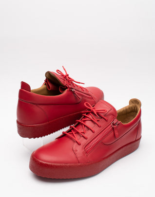 RRP€485 GIUSEPPE ZANOTTI Leather Sneakers US16 UK15 EU49 Red Made in Italy