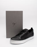 RRP €615 GIUSEPPE ZANOTTI Leather Sneakers EU49 UK15 US16 Black Metallic Sole gallery photo number 1