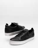 RRP €615 GIUSEPPE ZANOTTI Leather Sneakers EU49 UK15 US16 Black Metallic Sole gallery photo number 2