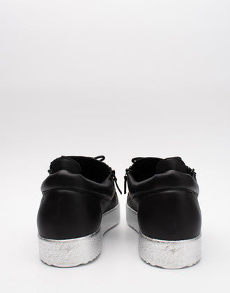 RRP €615 GIUSEPPE ZANOTTI Leather Sneakers EU49 UK15 US16 Black Metallic Sole gallery photo number 6