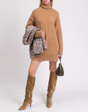 RRP €550 SPORTMAX Jumper Dress M Angora & Wool Blend Bobbling Effect Polo Neck gallery photo number 2