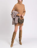 RRP €550 SPORTMAX Jumper Dress M Angora & Wool Blend Bobbling Effect Polo Neck gallery photo number 3