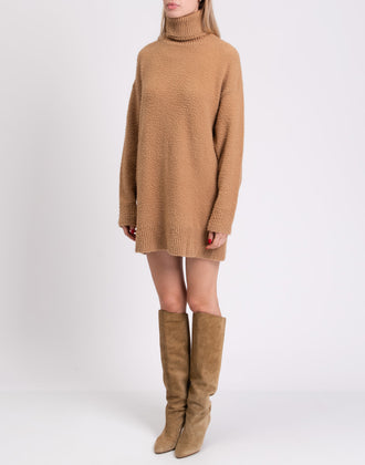 RRP €550 SPORTMAX Jumper Dress M Angora & Wool Blend Bobbling Effect Polo Neck gallery photo number 6