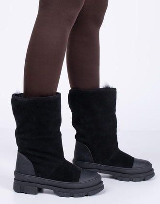 RRP€525 DSQUARED2 Suede Leather Mid-Calf Boots EU37 UK4 US6 Black Pull On gallery photo number 3