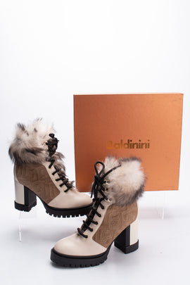 RRP€485 BALDININI Leather & Sheep Fur Boots US6.5 UK3.5 EU36.5 Made in Italy