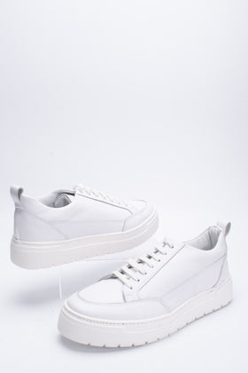 RRP€209 TSD12 Leather Sneakers US10 UK9 EU43 White Flat Flatform Made in Italy gallery photo number 1