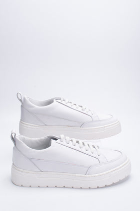 RRP€209 TSD12 Leather Sneakers US10 UK9 EU43 White Flat Flatform Made in Italy gallery photo number 2