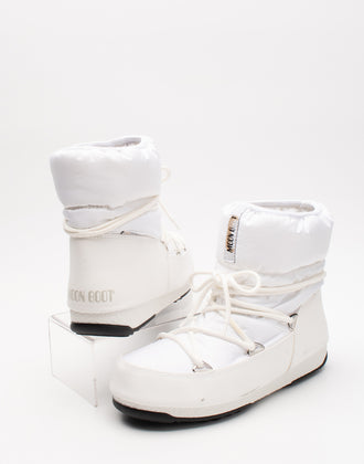 RRP€175 MOON BOOT Ankle Snow Boots US6 UK4 EU37 Waterproof White Logo gallery photo number 2