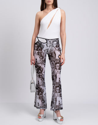 RRP€295 GCDS Tulle Sheer Trousers Size S Vulgar Manga Print Cut Out Flared Leg gallery photo number 2