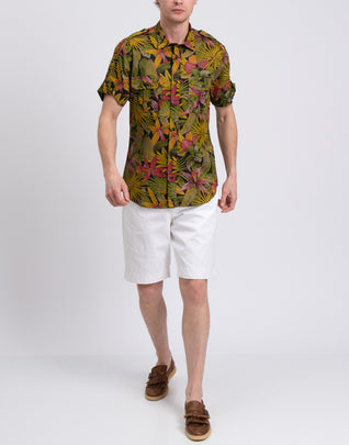 RRP €165 MASON'S Linen Hawaiian Shirt Size M Jungle Print Short Sleeve