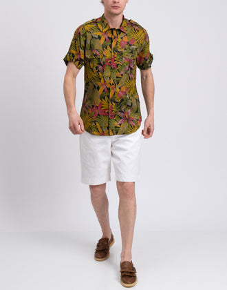 RRP €165 MASON'S Linen Hawaiian Shirt Size M Jungle Print Short Sleeve gallery photo number 2