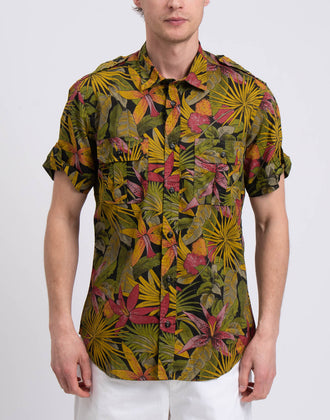 RRP €165 MASON'S Linen Hawaiian Shirt Size M Jungle Print Short Sleeve gallery photo number 4