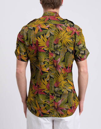 RRP €165 MASON'S Linen Hawaiian Shirt Size M Jungle Print Short Sleeve gallery photo number 6