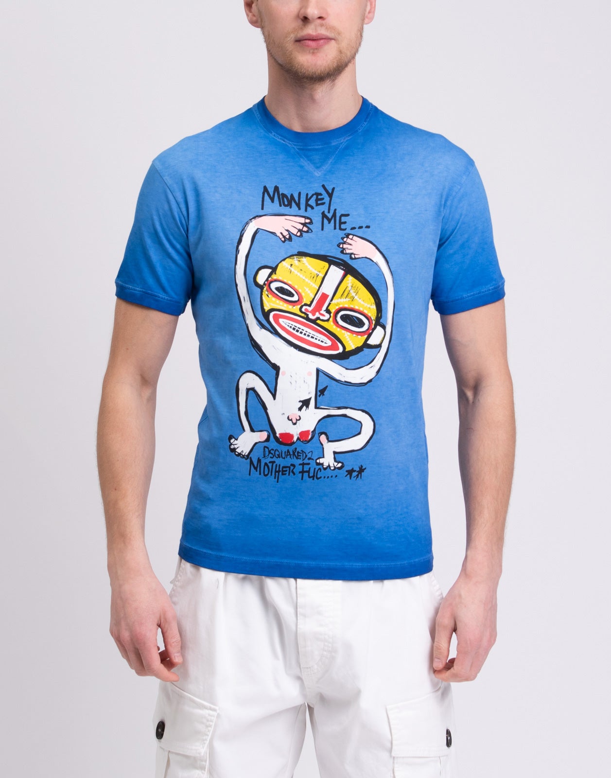 RRP €220 DSQUARED2  Coated Monkey Me T-Shirt Top Size S Garment DyeNew Dean Fit gallery main photo