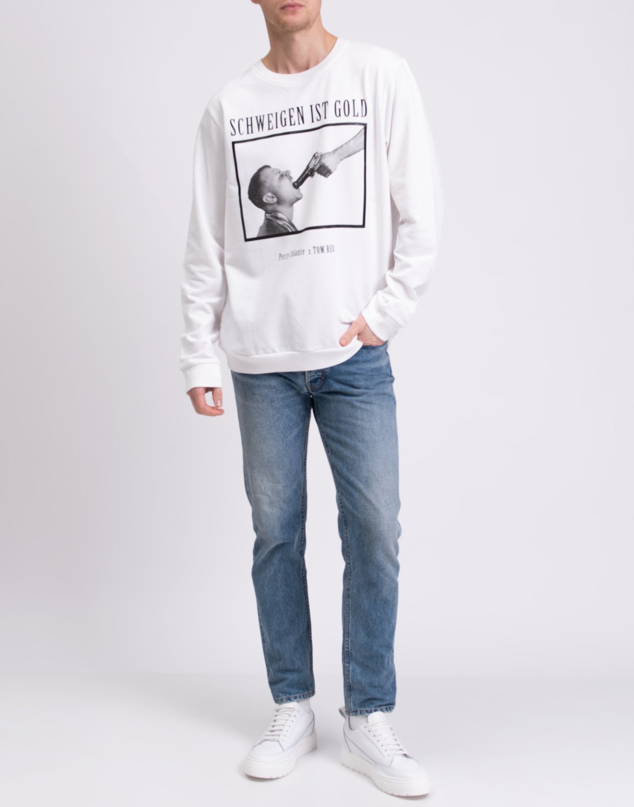 RRP €185 TOM REBL x PERRY COLANTE White Sweatshirt Size S Pullover Crew Neck gallery main photo