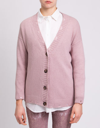 RRP€159 EMMA & GAIA Cardigan IT46 US10 UK14 XL Cashmere Angora & Wool Blend Pink gallery photo number 4