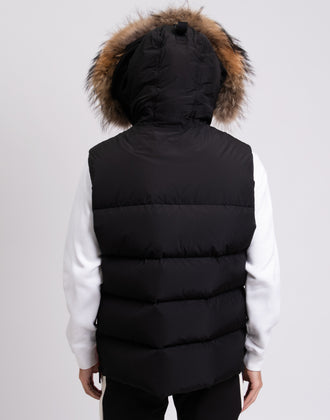 RRP€1085 DSQUARED2 Down Puffer Gilet IT44 US34 XS Raccoon Fur Trim Logo Patched gallery photo number 7