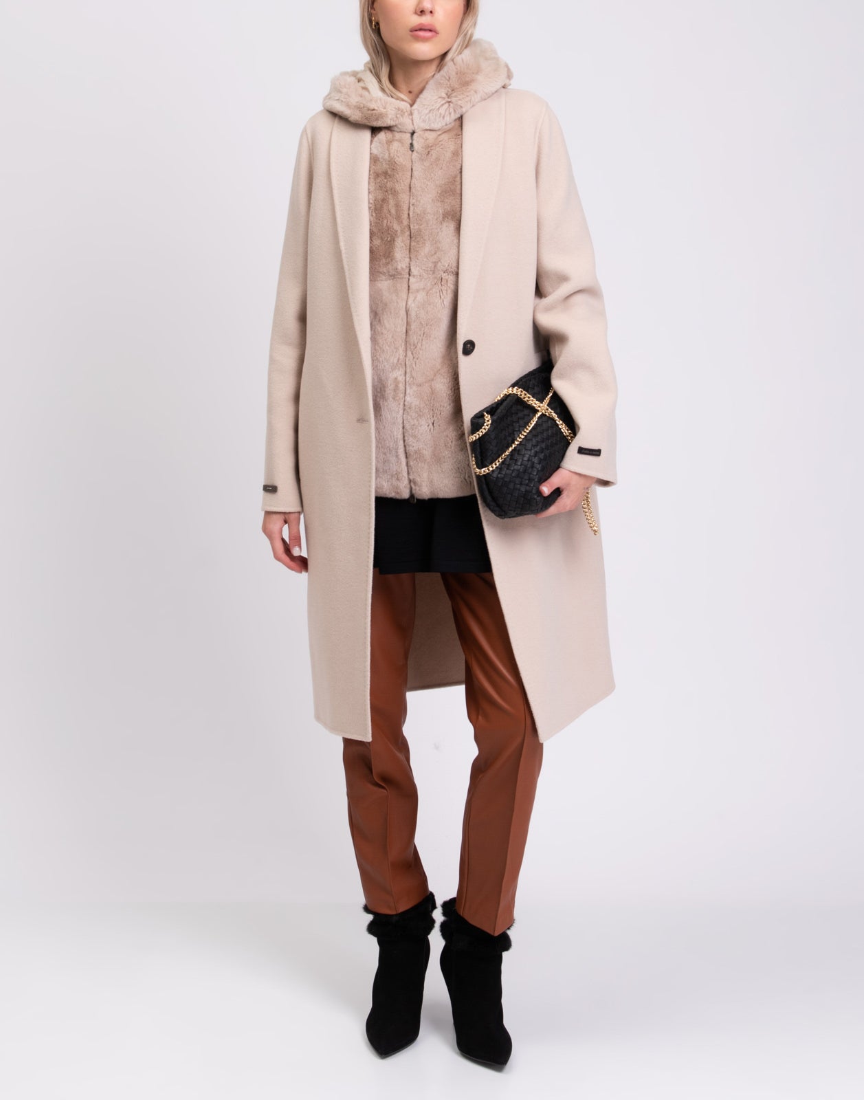 RRP€2270 PESERICO 3in1 Cashmere & Wool Coat IT42 US6 M HANDMADE Rabbit Fur Gilet gallery main photo