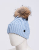 RRP€220 BOGNER Beanie Cap One Size Wool Blend Detachable Raccoon Fur Pom Pom gallery photo number 1