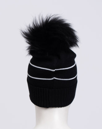 RRP€220 BOGNER Beanie Cap One Size Wool Blend Detachable Raccoon Fur Pom Pom gallery photo number 5