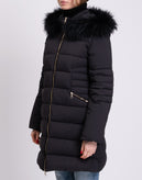 RRP€429 LIU JO Quilted Jacket IT42 US6 UK10 M Padded Raccoon Fur Trim Hooded gallery photo number 6