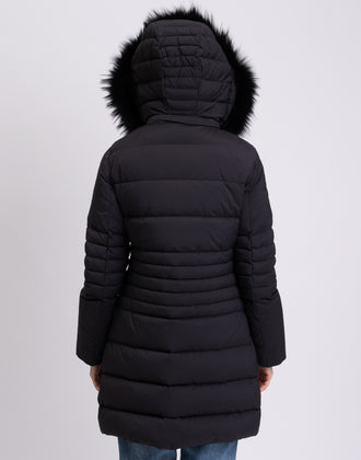 RRP€429 LIU JO Quilted Jacket IT42 US6 UK10 M Padded Raccoon Fur Trim Hooded gallery photo number 7