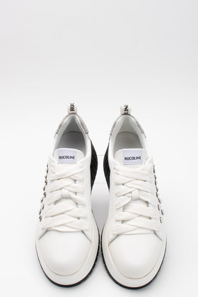 RRP€367 RUCOLINE Leather Sneakers US6 UK3 EU36 White Logo Glitter Beads gallery photo number 3