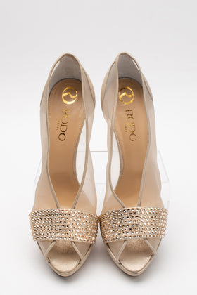 RRP€537 RODO Court Shoes US10.5 UK7.5 EU40.5 Gold Rhinestones Made in Italy gallery photo number 3