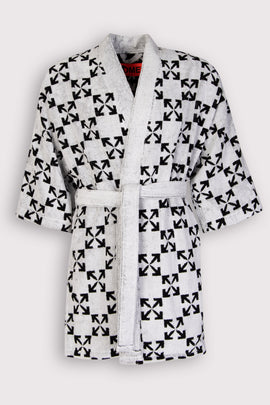 RRP€275 OFF-WHITE HOME Jacquard Bath Robe Size L / XL Arrow Belted Made in Italy