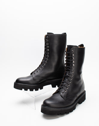 RRP€417 GRENSON Leather Combat Boots US8.5 UK6 EU39 Black Extralight Sole gallery photo number 3