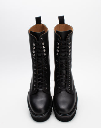RRP€417 GRENSON Leather Combat Boots US8.5 UK6 EU39 Black Extralight Sole gallery photo number 5