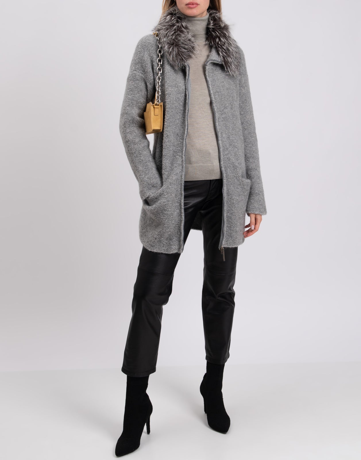 RRP €980 FABIANA FILIPPI Boucle Coat IT44 US8 UK12 L Mohair & Alpaca Wool Blend gallery main photo