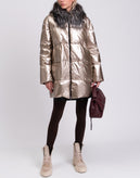 RRP€2115 FABIANA FILIPPI Down Quilted Coat IT42 US6 S Metallic Padded Fox Fur gallery photo number 2