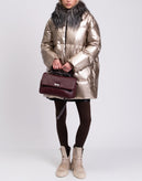 RRP€2115 FABIANA FILIPPI Down Quilted Coat IT42 US6 S Metallic Padded Fox Fur gallery photo number 3