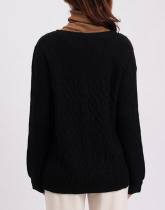 RRP €120 DIANA GALLESI Black Jumper Size M Angora Wool Blend Fringe Round Neck gallery photo number 6