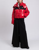 RRP €250 GAELLE PARIS Puffer Jacket IT40 US4 UK8 S Logo Detachable Hood Wet Look gallery photo number 2