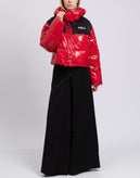 RRP €250 GAELLE PARIS Puffer Jacket IT40 US4 UK8 S Logo Detachable Hood Wet Look gallery photo number 1