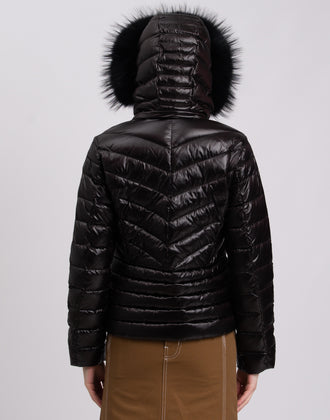 RRP €284 LIU JO Down Quilted Jacket IT40 US4 UK8 S Raccoon Fur Trim Hooded gallery photo number 6