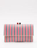 RRP€640 THOM BROWNE Leather Mini Flap Folio Clutch Bag Logo Striped Pattern gallery photo number 1