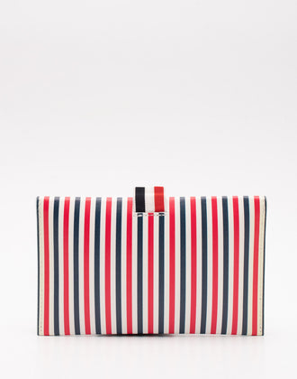 RRP€640 THOM BROWNE Leather Mini Flap Folio Clutch Bag Logo Striped Pattern gallery photo number 2
