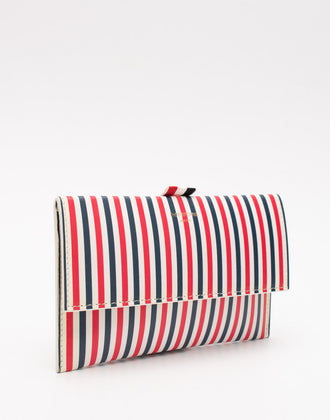 RRP€640 THOM BROWNE Leather Mini Flap Folio Clutch Bag Logo Striped Pattern gallery photo number 3