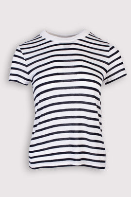 RRP €137 T By ALEXANDER WANG Slub Yarn T-Shirt Top Size L Linen Blend Striped