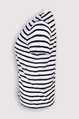 RRP €137 T By ALEXANDER WANG Slub Yarn T-Shirt Top Size L Linen Blend Striped
