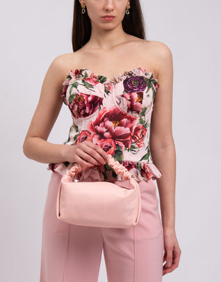 RRP €1280 ALEXANDER WANG Scrunchie Leather Pink Hobo Bag Elastic Handle Logo