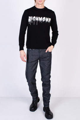 RRP€250 JOHN RICHMOND Jumper Size XXL Wool Blend Medium Knit Ribbed Edges