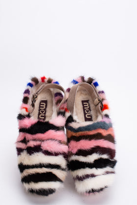 RRP €185 MOU Mink Fur Clog Shoes EU 37 UK4 US6 Studded Multicoloured gallery photo number 3