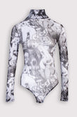 RRP€200 GCDS Sheer Body Top S Vulgar Print Long Sleeves High Neck Made in Italy gallery photo number 1